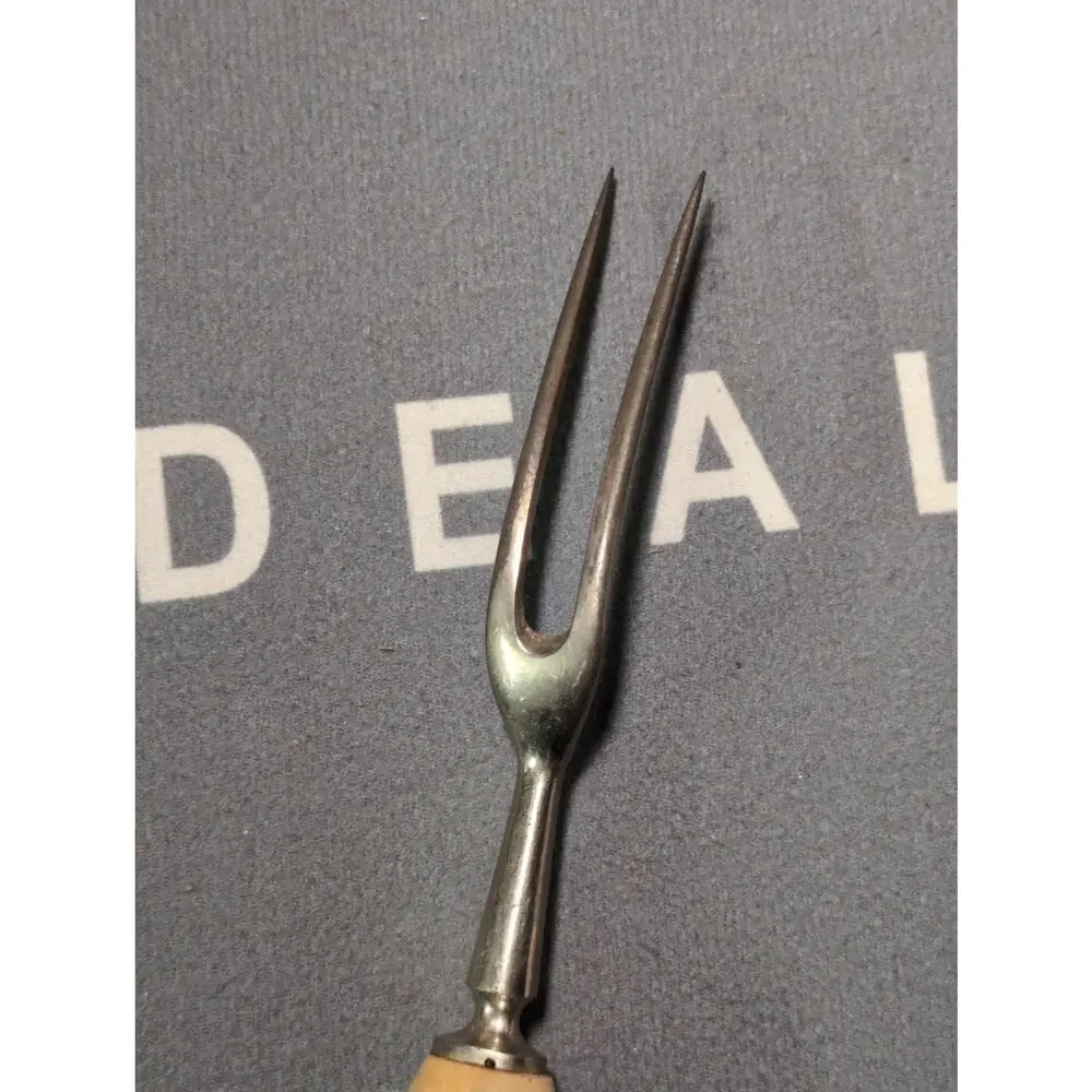 Carved Antler Deer Meat Carving Serving Fork Vintage